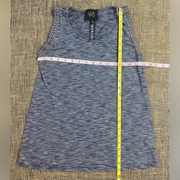 Anthropologie W5 Navy Blue Tank Top, Size XS, Embroidered Accents, Rayon Blend - Picture 3 of 5